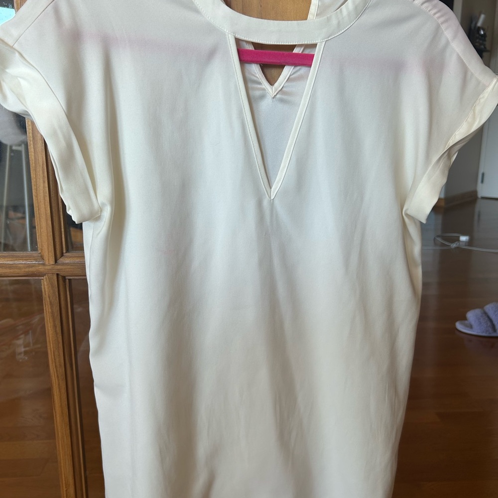Express Cream Blouse Short Sleeve Top